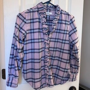 Isabel Marant Etoile Awendy Plaid Ruffle Button Down Flannel Long Sleeve Size 2